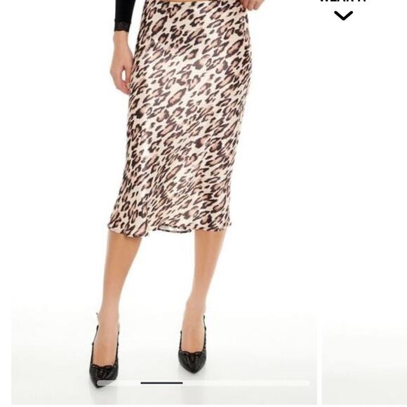 NWT Forever 21 Publik Women’s Leopard Print Slip Midi Skirt Medium - Picture 1 of 7